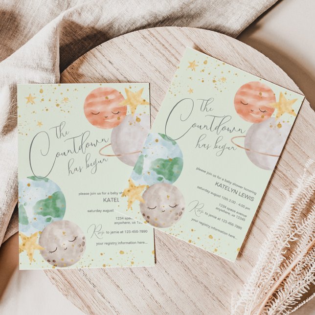 Invitación Baby Shower neutral de género espacial (Subido por el creador)