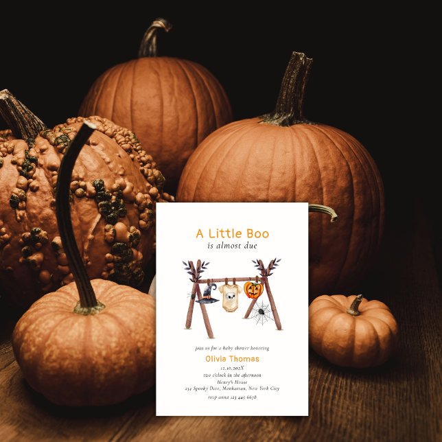 Invitación Baby Shower Neutral de género Little Boo Halloween (Gender Neutral Little Boo Halloween Baby Shower Invitation)