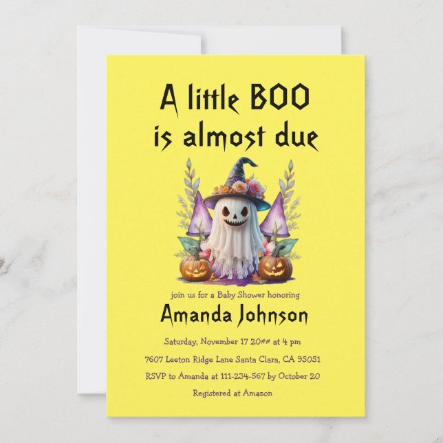 Invitación Baby Shower neutral de género masculino de Hallowe (Anverso)