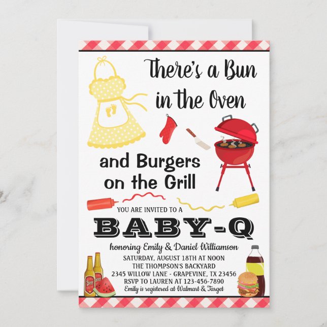 Invitación Baby Shower Neutral de Género para BBQ (Anverso)