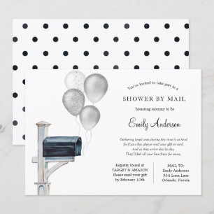 Invitación Baby Shower neutral de género plateado por correo