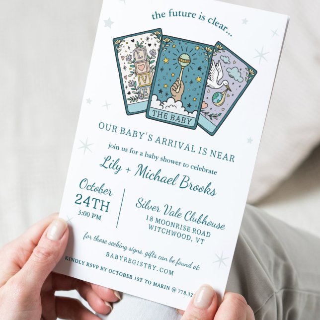 Invitación Baby Shower Neutral de género Tarot (Subido por el creador)