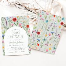 Baby Shower neutral de género verde de flor silves