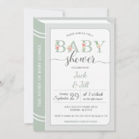 Baby Shower neutral de género verde de la bibliote