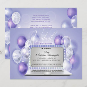 Invitación Baby Shower neutral de género virtual de portátil 