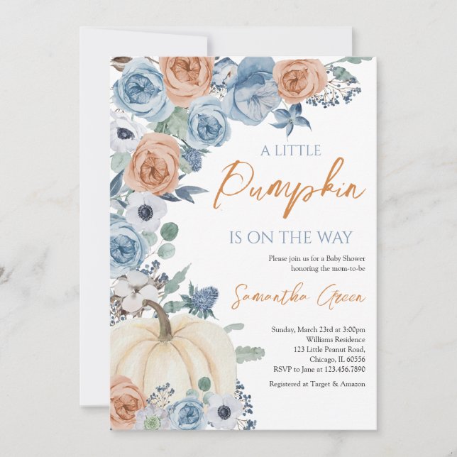 Invitación Baby Shower Neutral de la Calabaza Boho de Género (Anverso)