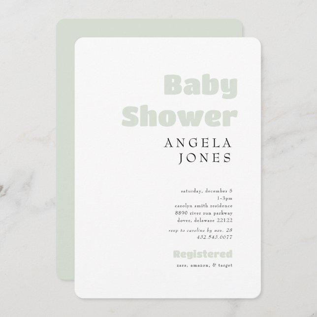 Invitación Baby Shower Neutral de la Casa de la Moneda Contem (Anverso / Reverso)