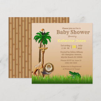 Invitación Baby Shower neutral de la jungla/safari