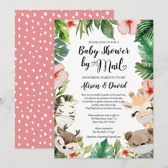 Invitación Baby Shower neutral de los amigos de Safari por co (Anverso / Reverso)