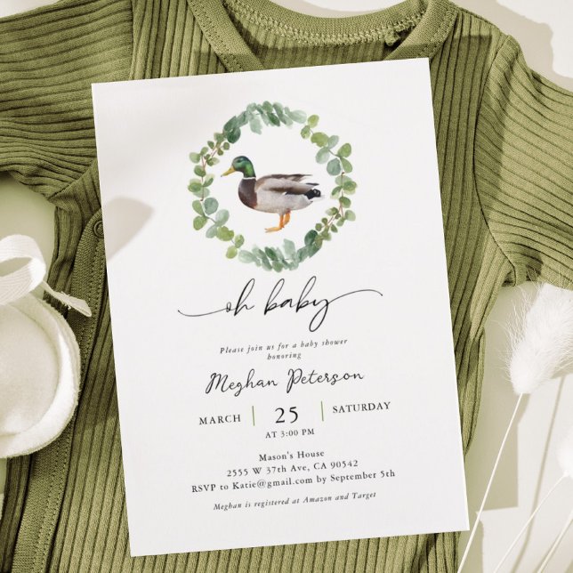 Invitación Baby Shower Neutral de pato mallard de género (Subido por el creador)