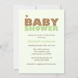 Invitación Baby Shower neutral de puntos verdes