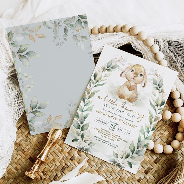 Invitación Baby Shower Neutral de Springtime Bunny Easter Rab (Subido por el creador)