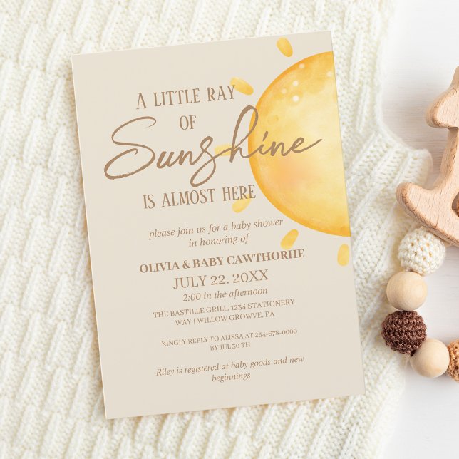 Invitación Baby Shower neutral de Sunshine sun (Subido por el creador)