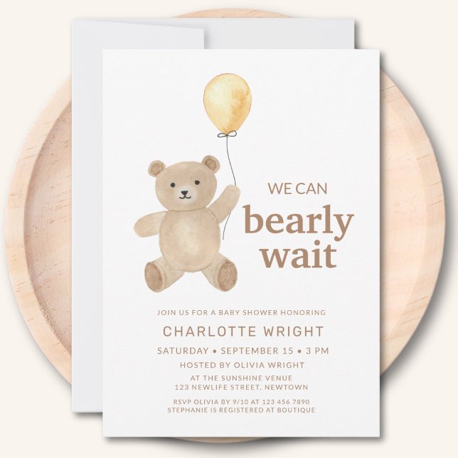 Invitación Baby Shower Neutral de Teddy Bear (Subido por el creador)