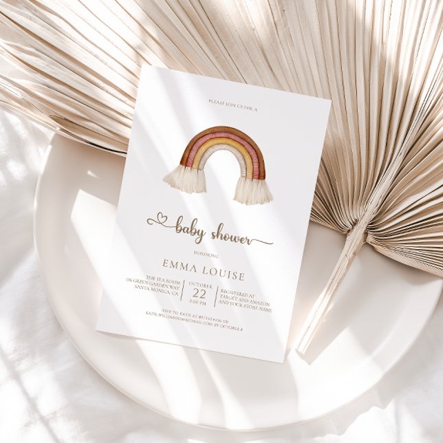 Invitación Baby Shower neutral del boho arcoiris (Subido por el creador)