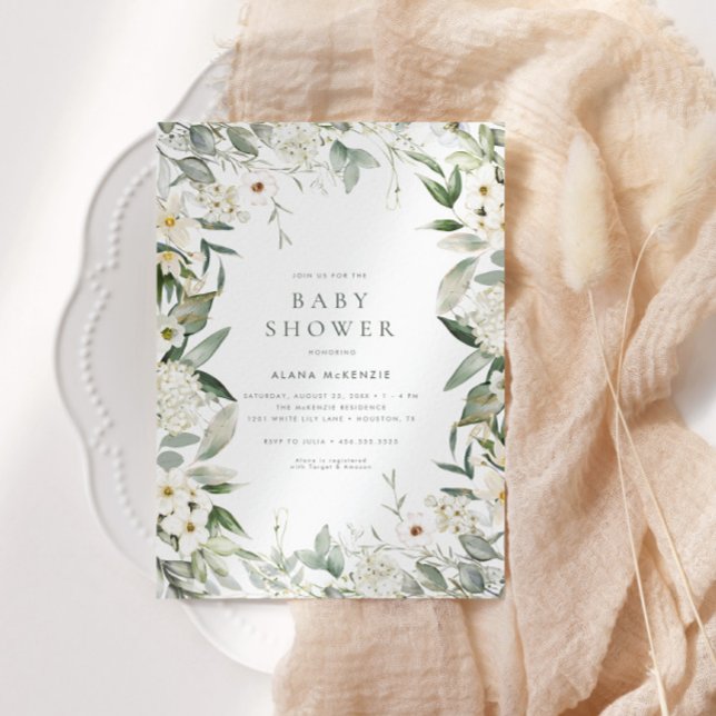 Invitación Baby Shower Neutral Floral Greenereneration (Subido por el creador)