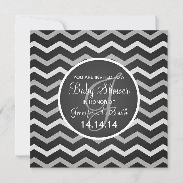 Invitación Baby Shower neutral invita al negro elegante de (Anverso)