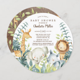 Invitación Baby Shower Neutral Jungle Animals