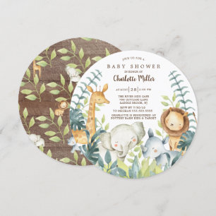 Invitación Baby Shower Neutral Jungle Animals