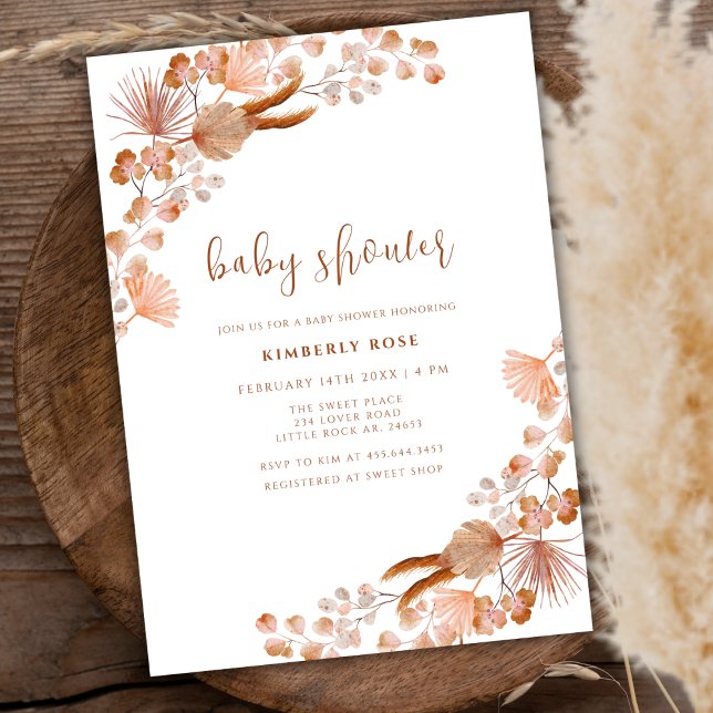 Invitación Baby Shower Neutral Little Wildflower Boho (Gender Neutral Little Wildflower Boho Baby Shower Invitation)