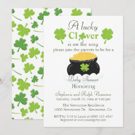 Invitación Baby Shower Neutral Lucky Clover