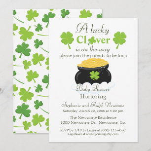 Invitación Baby Shower Neutral Lucky Clover