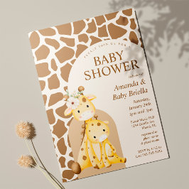 Invitación Baby Shower Neutral Mama y Baby Giraffe