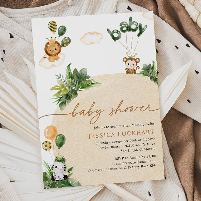 Invitación Baby Shower neutral moderno en selva tropical (Subido por el creador)