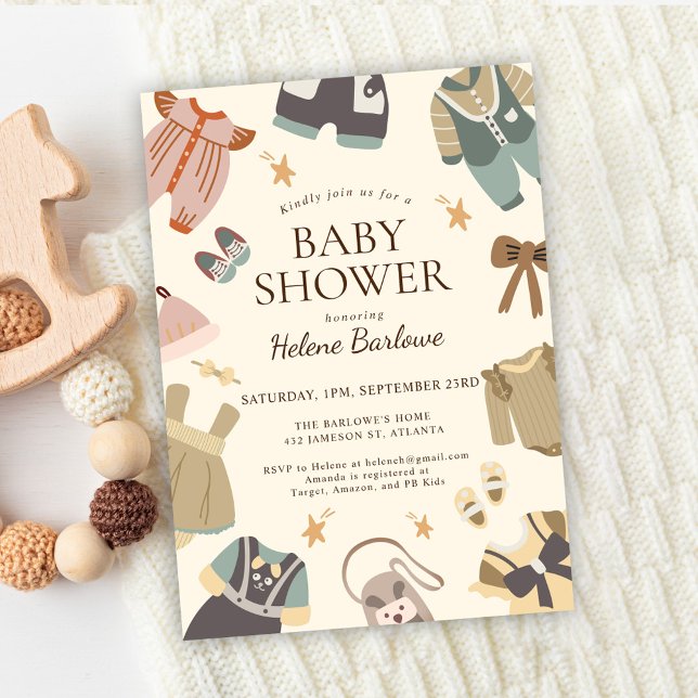 Invitación Baby Shower Neutral moderno y elegante de género B (Gender Neutral Modern Elegant Boho Baby Shower Invitation)