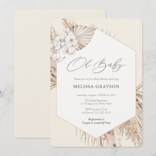 Invitación Baby Shower Neutral Natural Pampas Grass