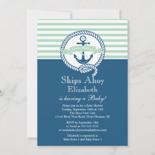 Invitación Baby Shower Neutral Nautical Anchor moderno