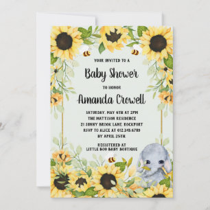 Invitación Baby Shower Neutral para Elefantes de Sunflowers G