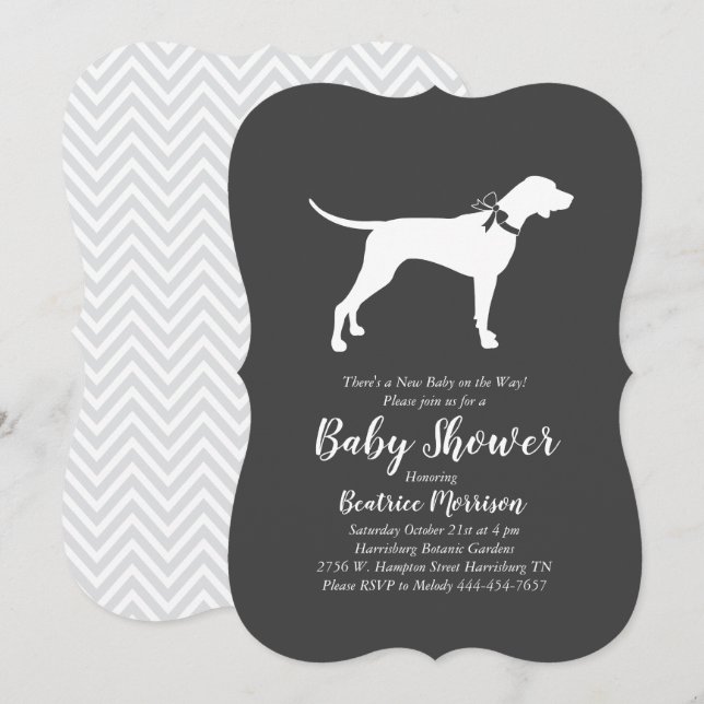 Invitación Baby Shower Neutral para perro puntero (Anverso / Reverso)