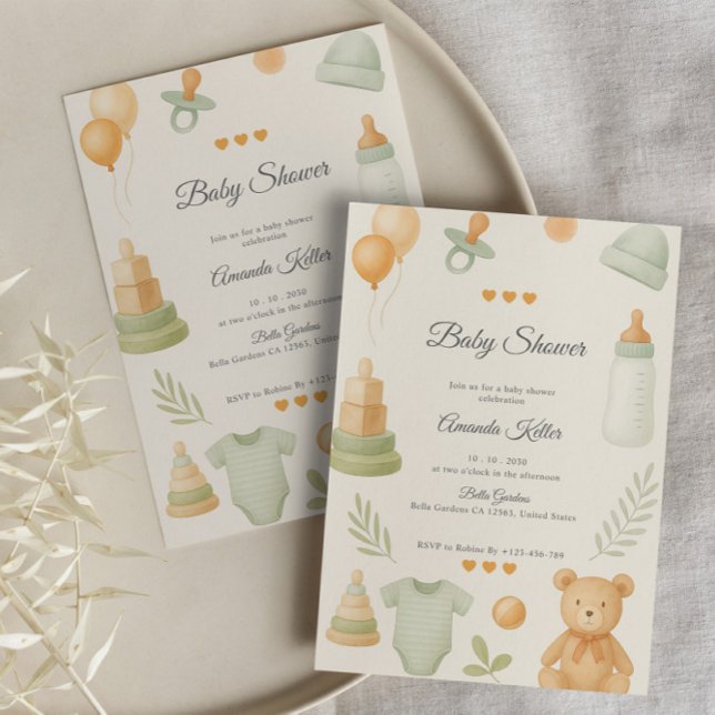 Invitación Baby Shower Neutral Pastel (Subido por el creador)
