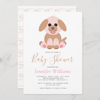 Invitación Baby Shower Neutral Personalizado Simple Perro Cac