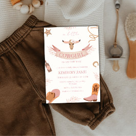 Invitación Baby Shower Neutral Pink Boho Wild West Cowgirl