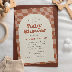 Invitación Baby Shower Neutral Retro Groovy 70