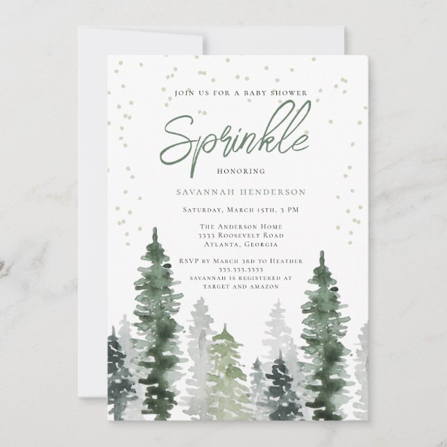 Invitación Baby Shower Neutral Sage Green Rustic Sprinkle (Anverso)