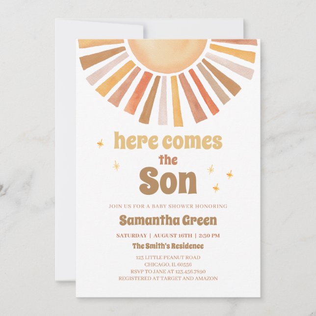 Invitación Baby Shower Neutral Sunshine de género (Anverso)