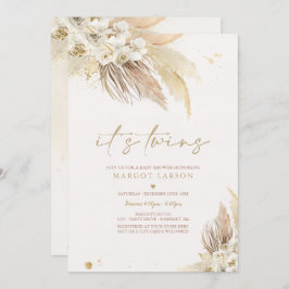Invitación Baby Shower Neutral Twin Pampas Grass Boho