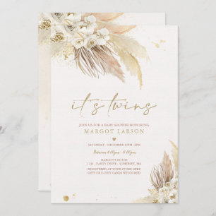 Invitación Baby Shower Neutral Twin Pampas Grass Boho