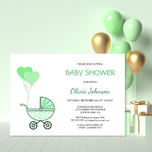 Invitación Baby Shower Neutral verde de género