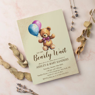 Invitación Baby Shower neutro, azul y rosa de espera temprana
