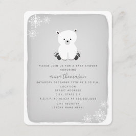 Invitación Baby Shower neutro de copo de nieve del oso polar 
