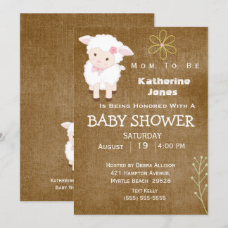 Invitación Baby Shower neutro de cordero suave