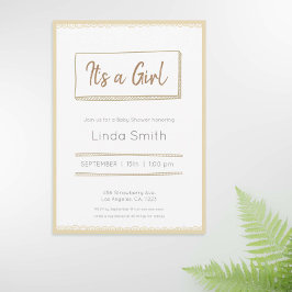 Invitación Baby Shower neutro de doodle Minimalista amarillo