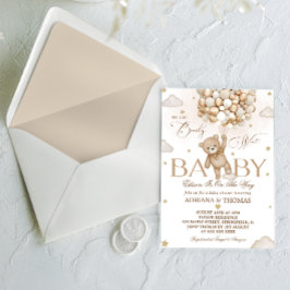 Invitación Baby Shower neutro de género Bear Brown