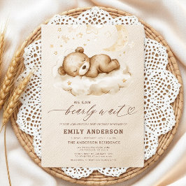 Invitación Baby Shower neutro de género beige para espera tem