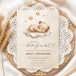 Invitación Baby Shower neutro de género beige para espera tem