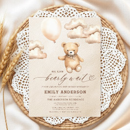 Invitación Baby Shower neutro de género beige para espera tem
